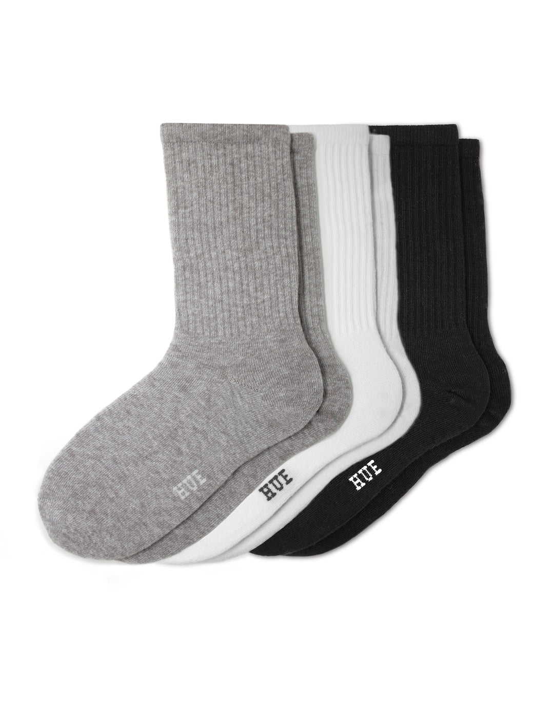 Flat lay view of Must Have Crew Sock 1 Grey/1 White/1 Black multipack