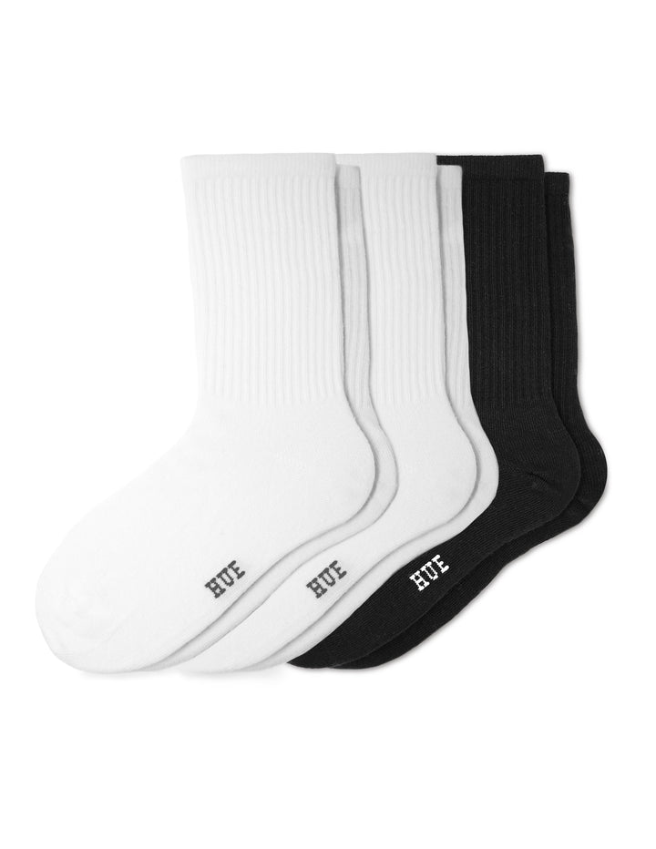 Flat lay view of Must Have Crew Sock 2 White/1 Black multi 3 pair pack