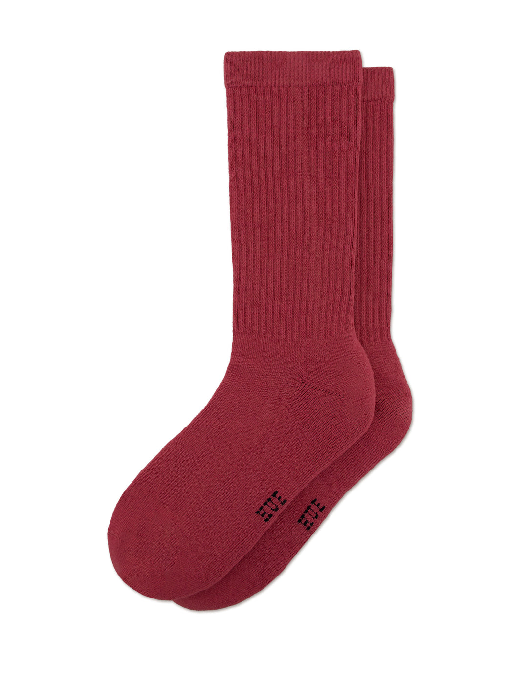 Pair of red socks on a white background