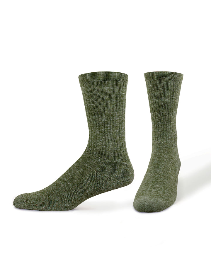 Pair of green socks on a white background