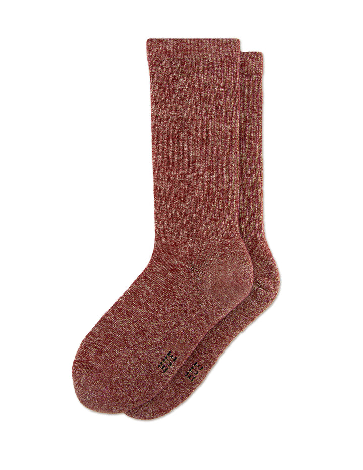 Pair of rust brown socks on a white background