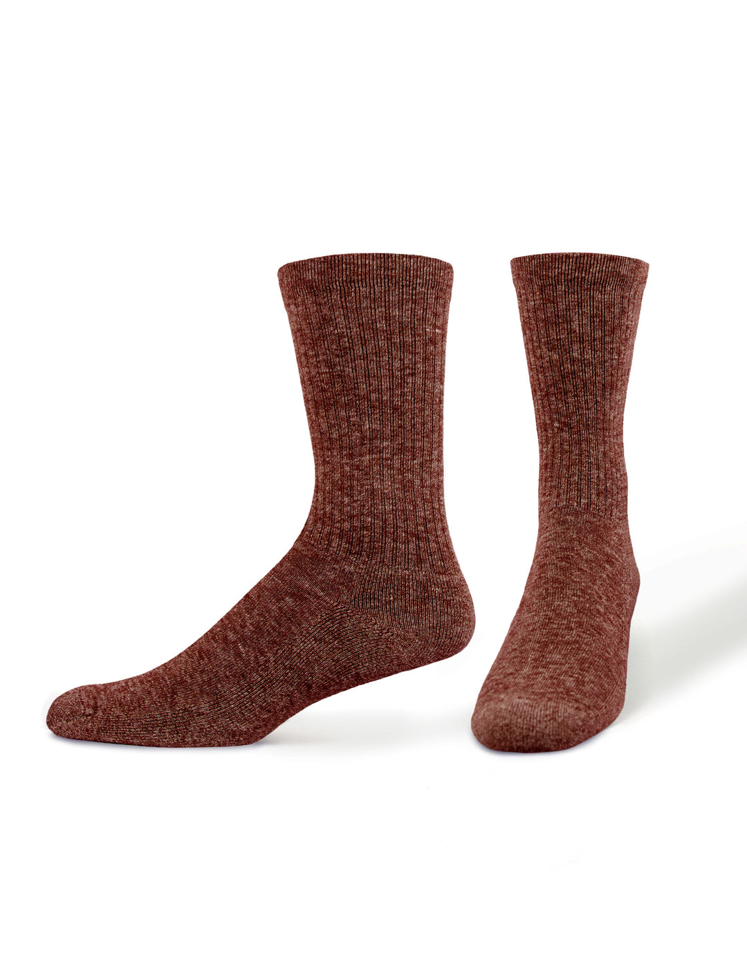 Pair of brown socks on a white background