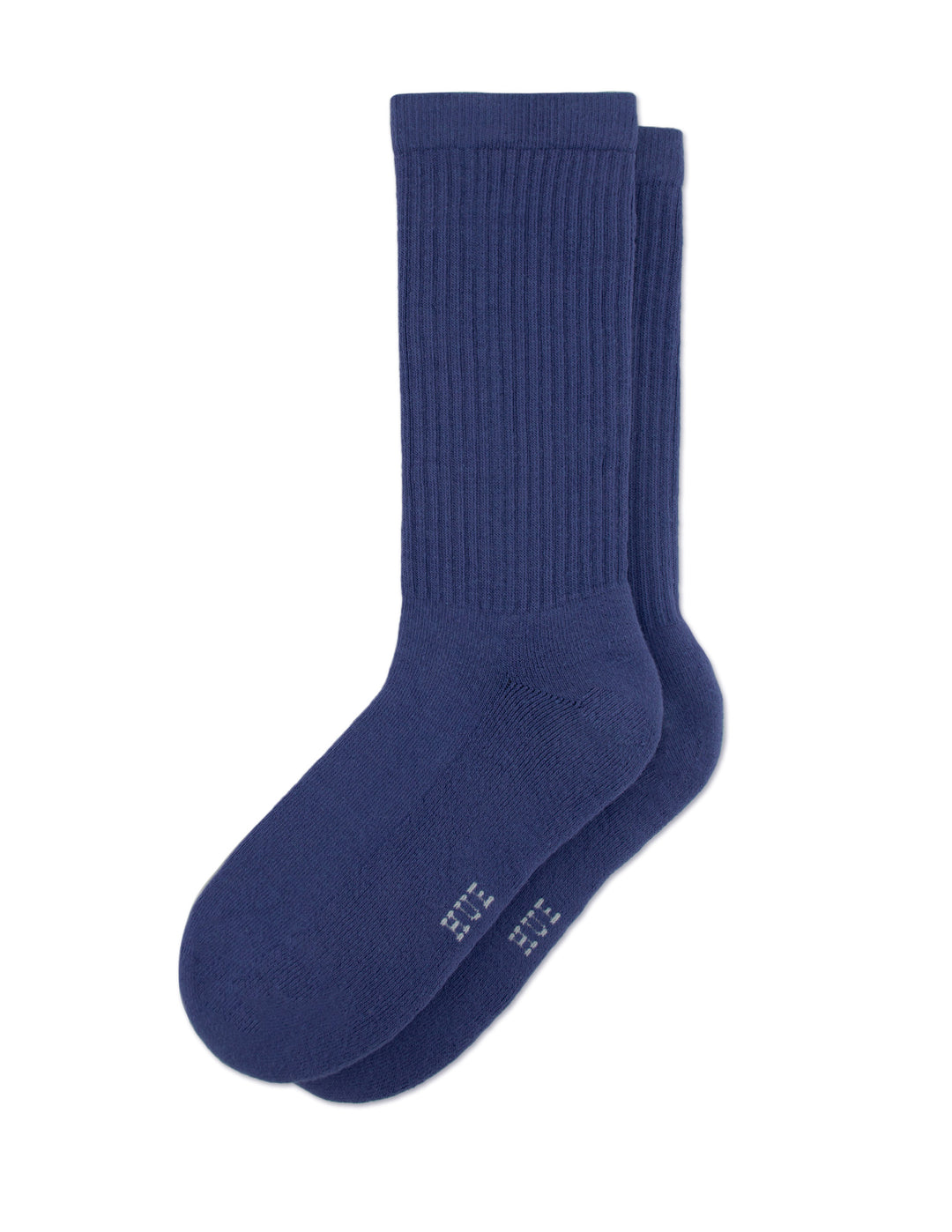 Pair of blue socks on a white background