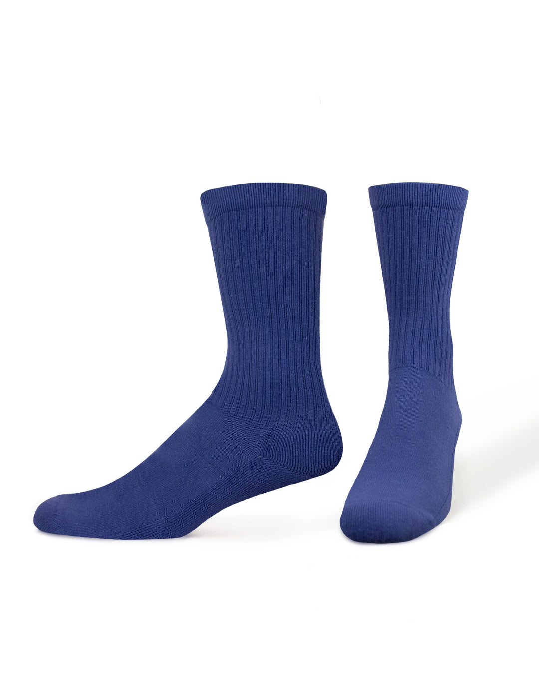 Pair of blue socks on a white background