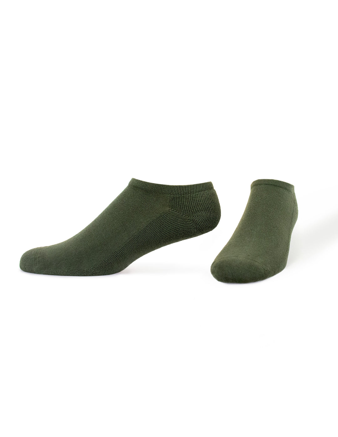 Pair of green ankle socks on a white background