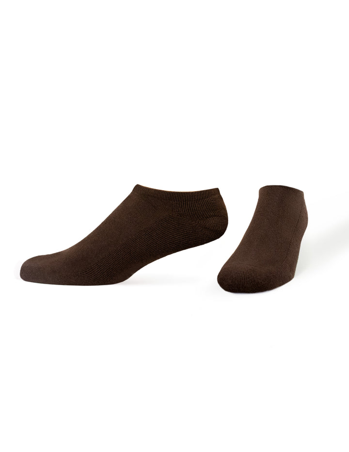 Pair of brown ankle socks on a white background