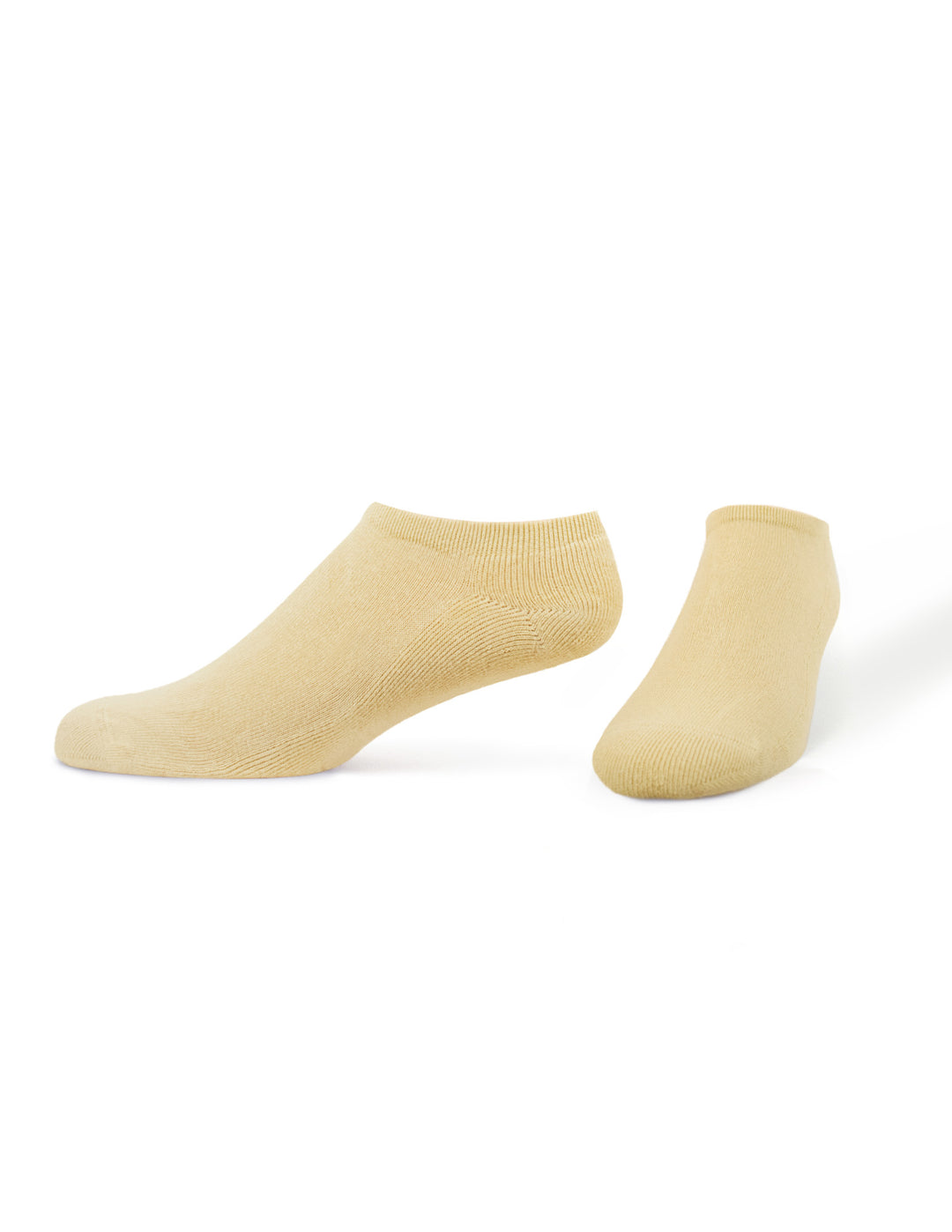 Pair of beige ankle socks on a white background