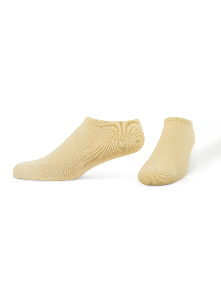 Pair of beige ankle socks on a white background