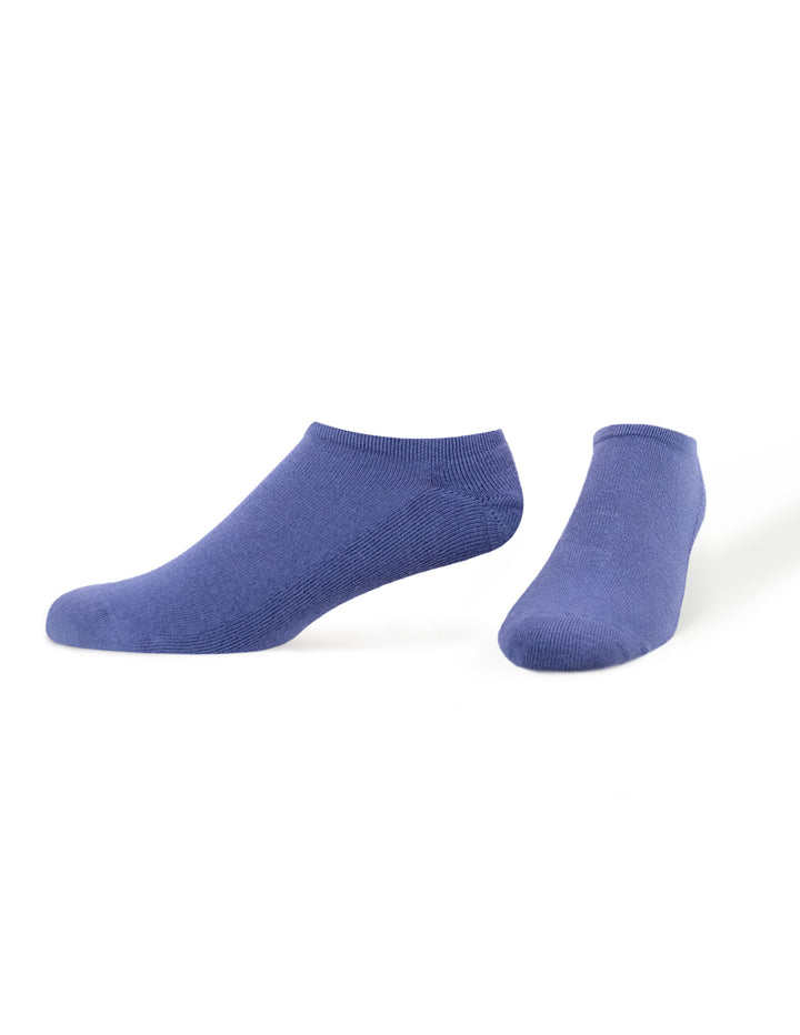 Pair of blue ankle socks on a white background