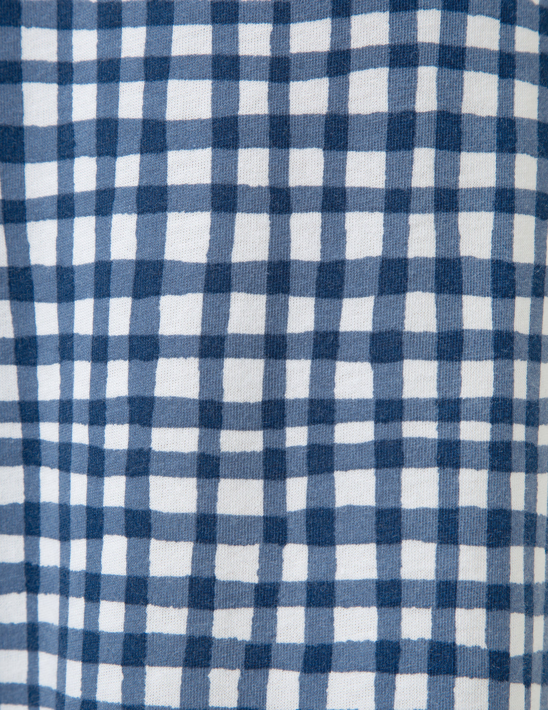 Gingham blue and white check pattern detail