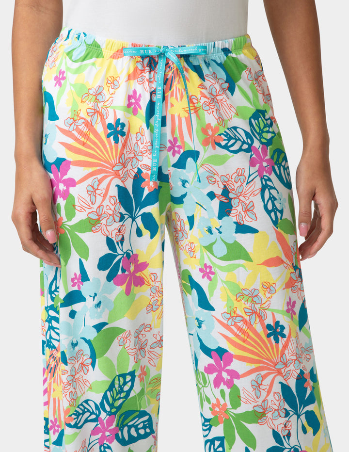 Colorful floral-patterned pj pants on a white background