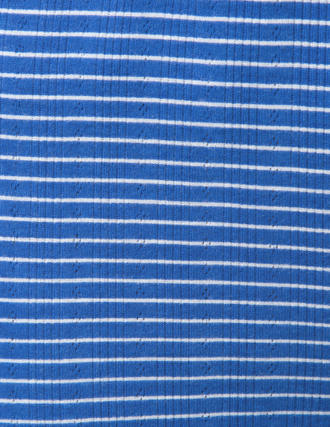Close-up of blue fabric with white stripes