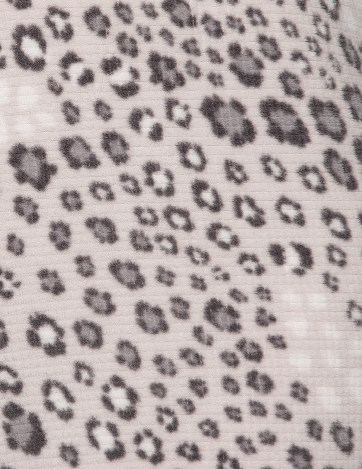 Leopard print on a waffle knit fabric.