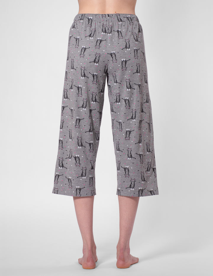 Capri pants with a pattern on a white background