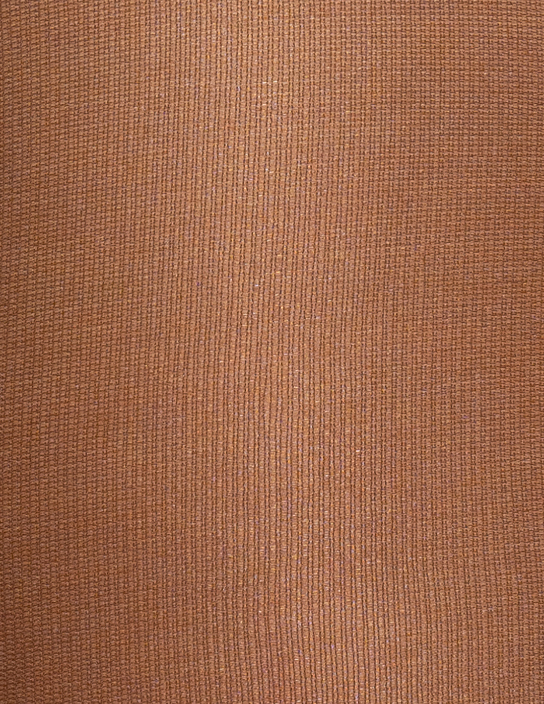 A close-up of a textured fabric material in a warm medium brown color, showing a fine ribbed or woven vertical pattern.