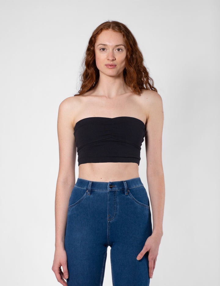 Ruched Blackout Cotton Midriff Bandeau