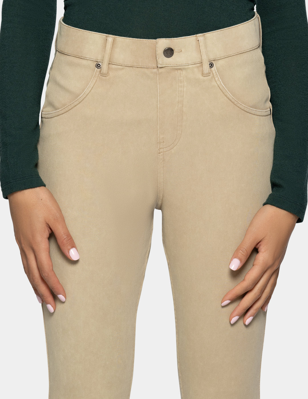 Beige high-waisted leggings