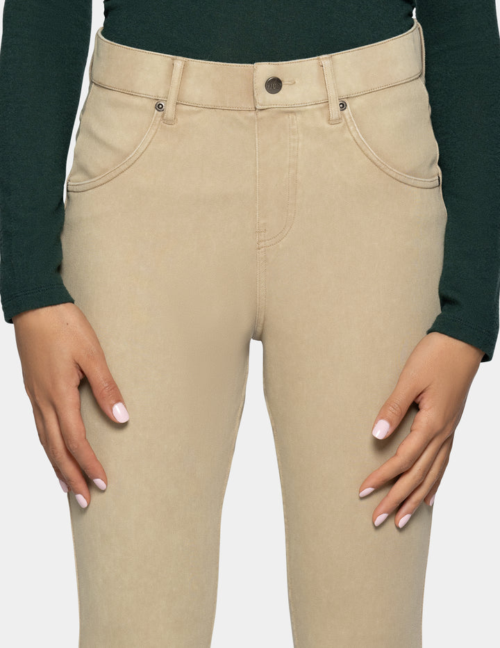 Beige high-waisted leggings