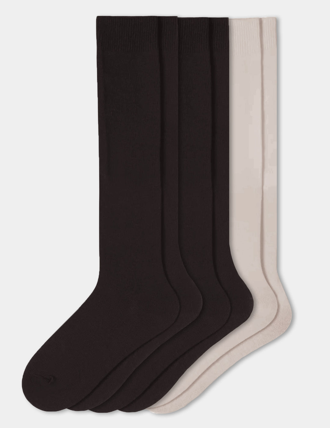 Three pairs of knee socks displayed against a light gray background.