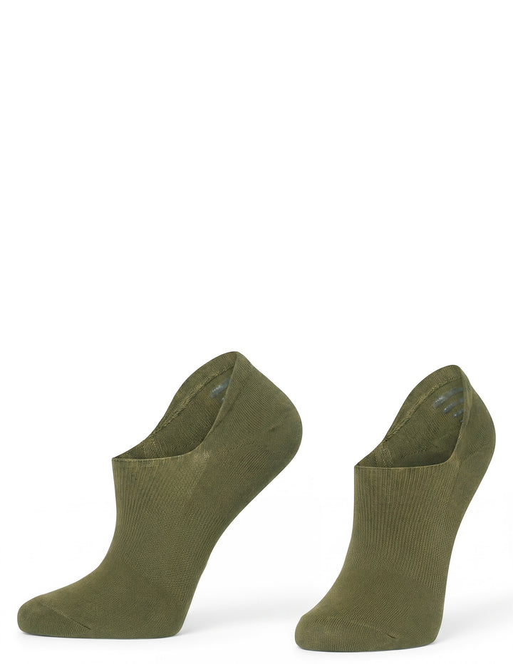 Pair of green socks on a white background
