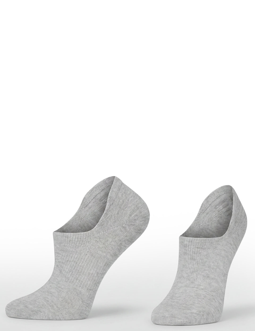 Two gray ankle socks on a white background