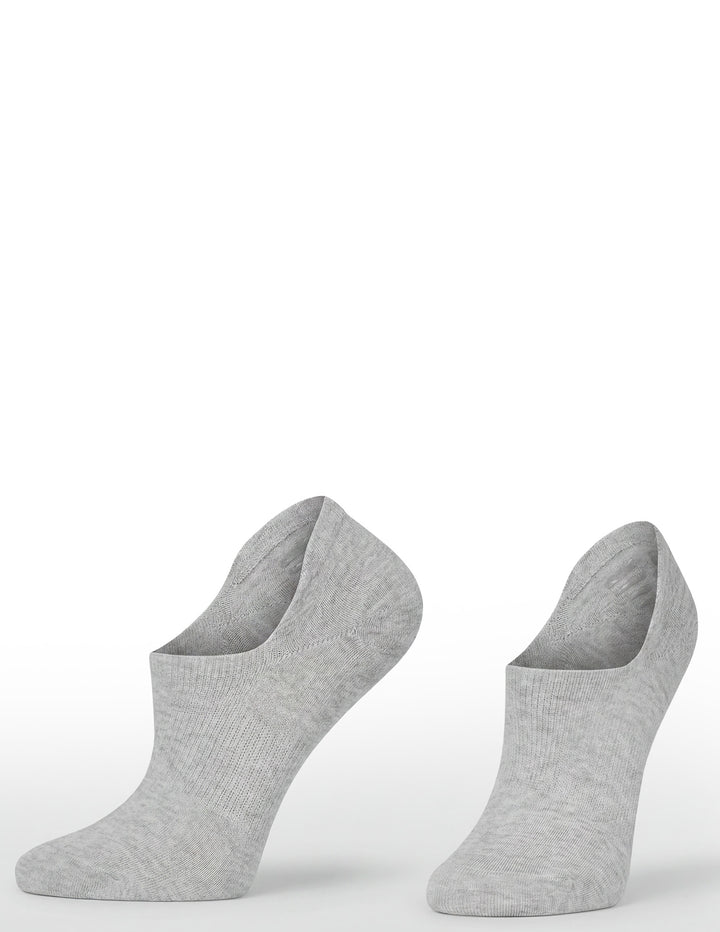 Two gray ankle socks on a white background