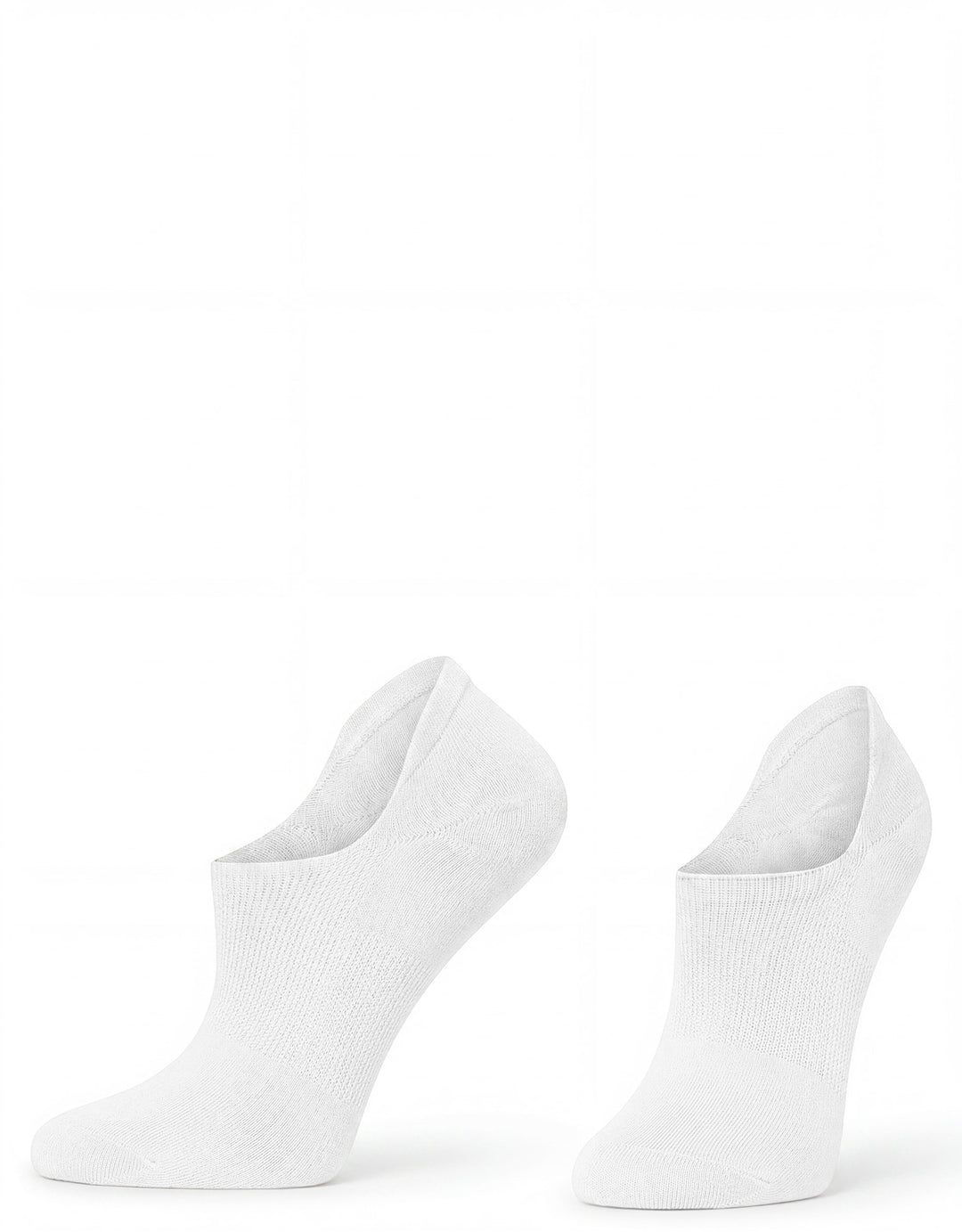Two white ankle socks on a white background