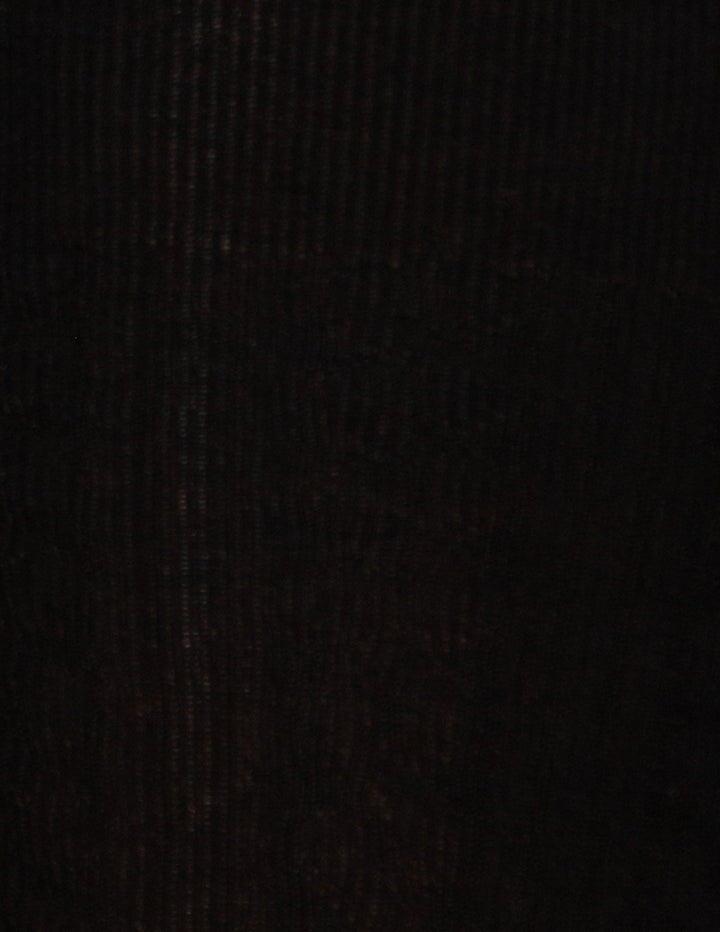 A close-up of a black ribbed knit fabric texture.