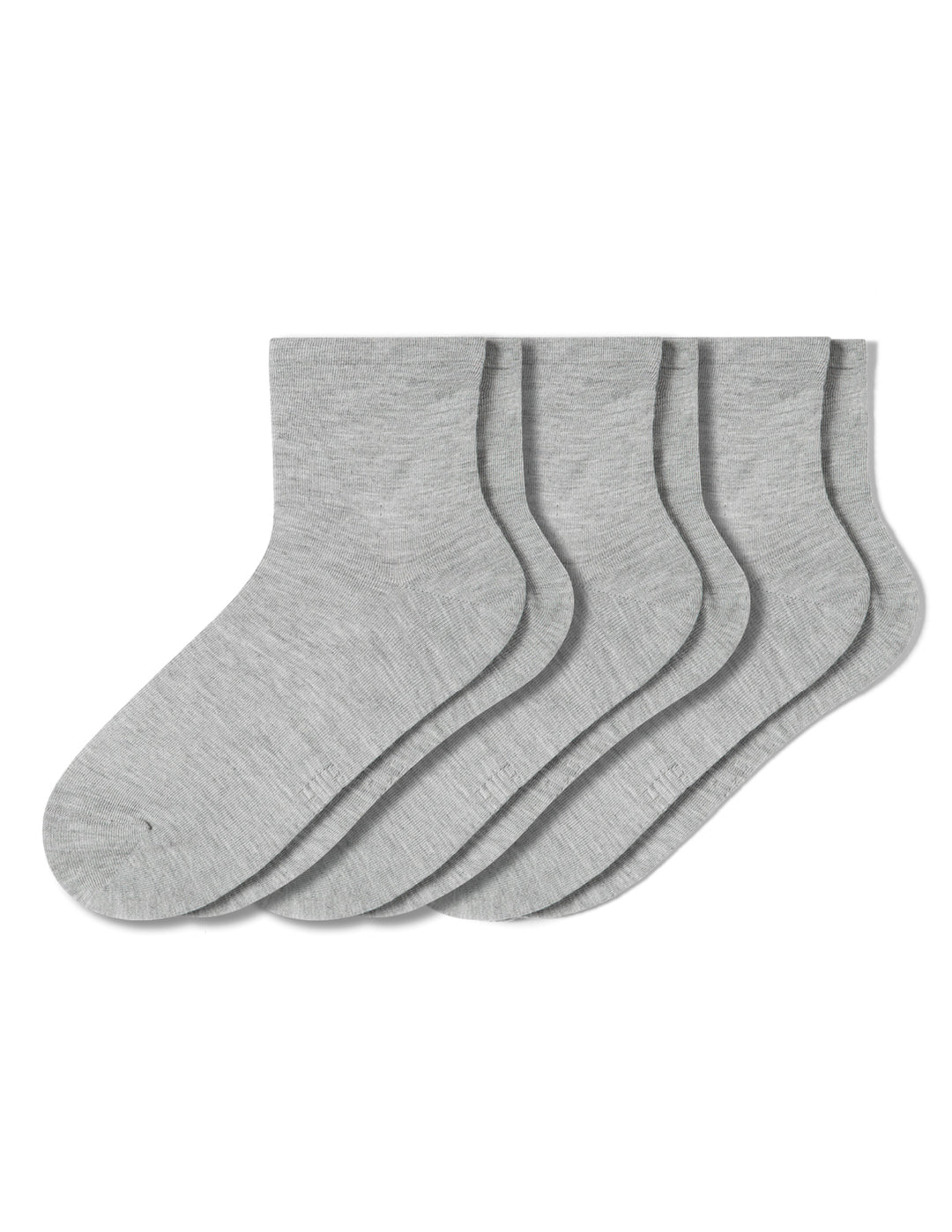 Set of three gray socks on a white background