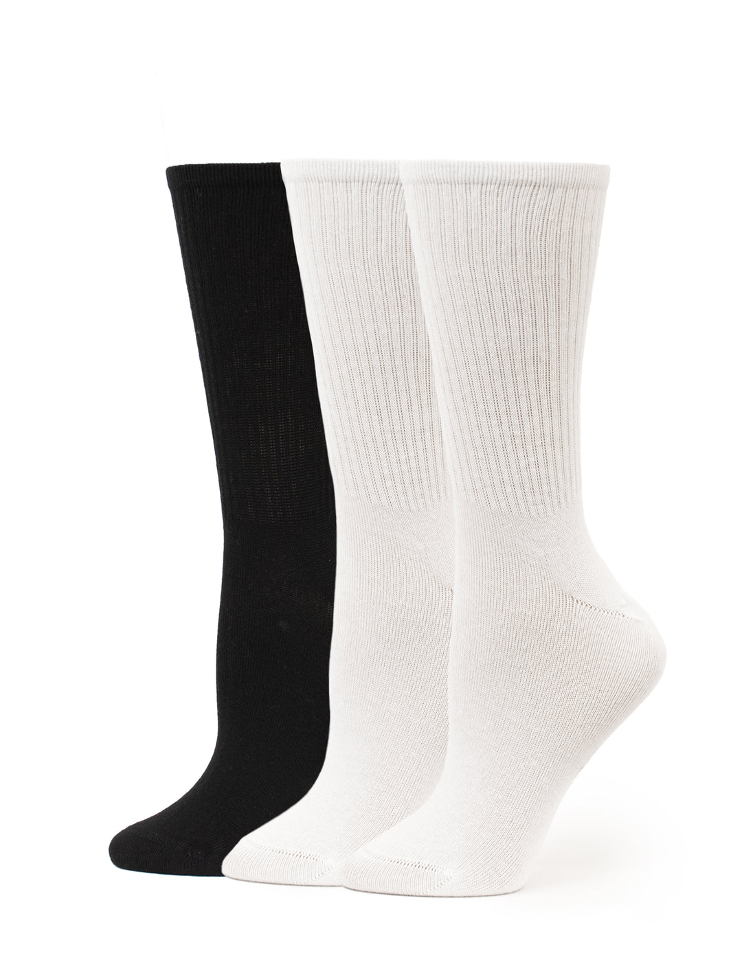 Must-have crew socks White Black Pack on foot forms