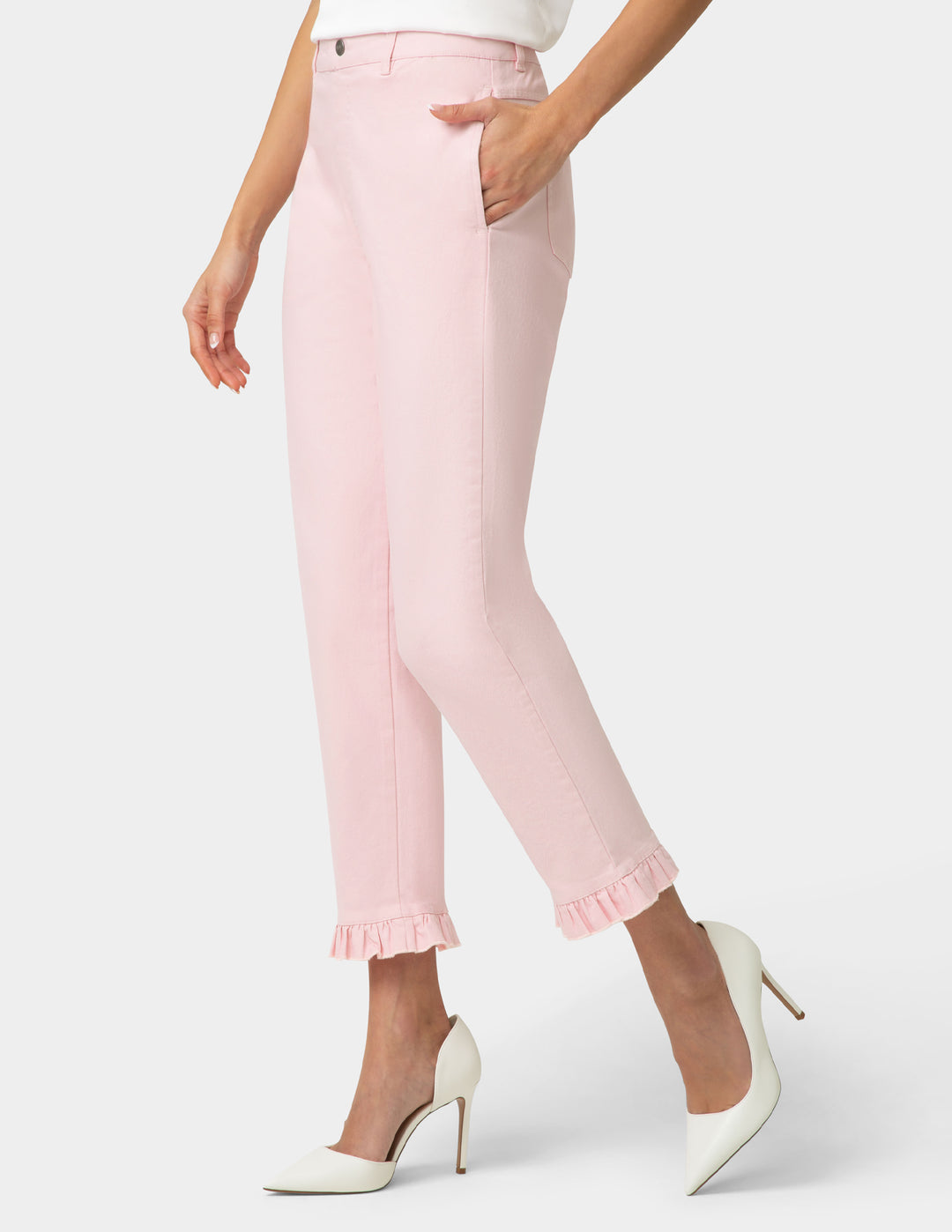 Ruffle Denim Skimmer