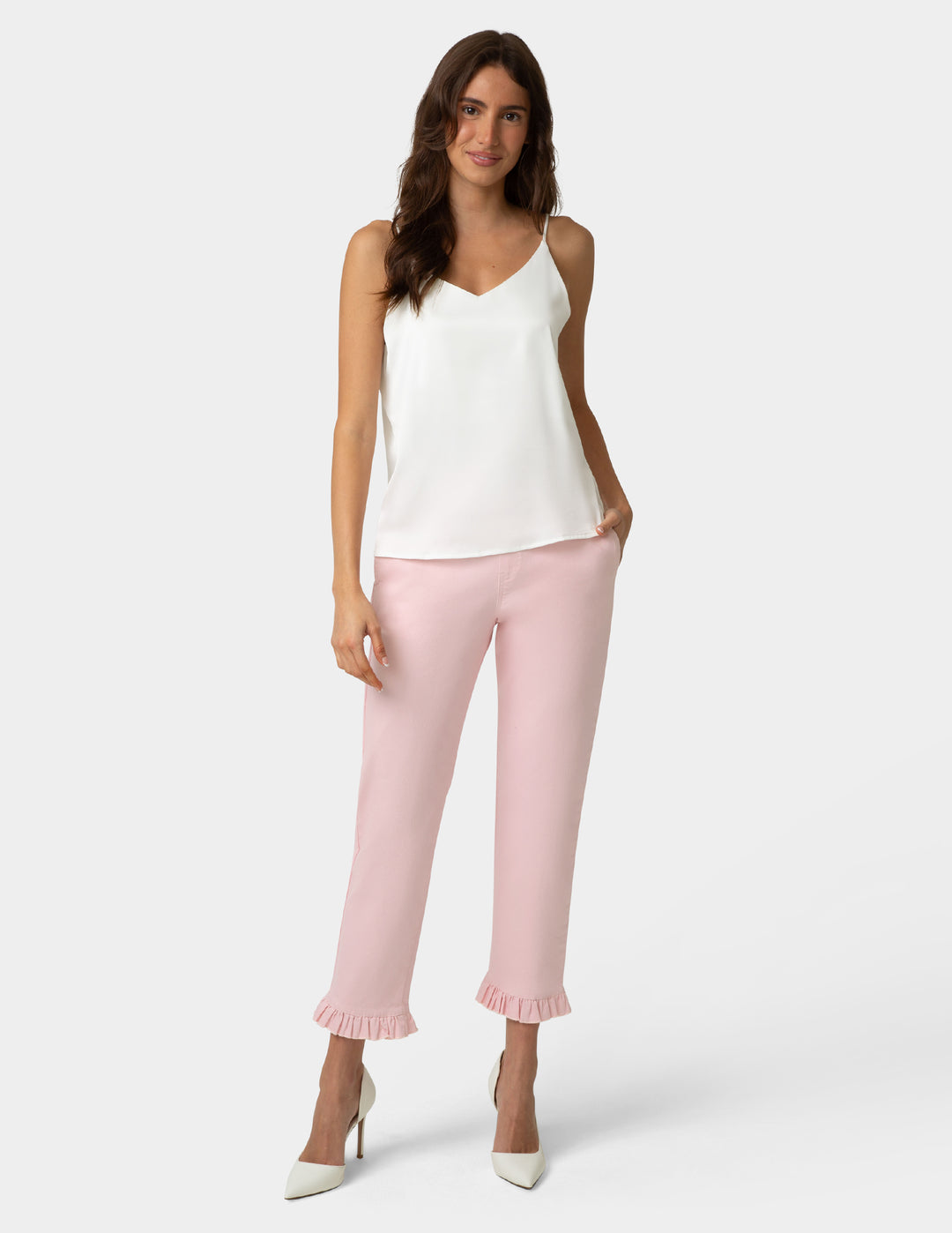 Ruffle Denim Skimmer