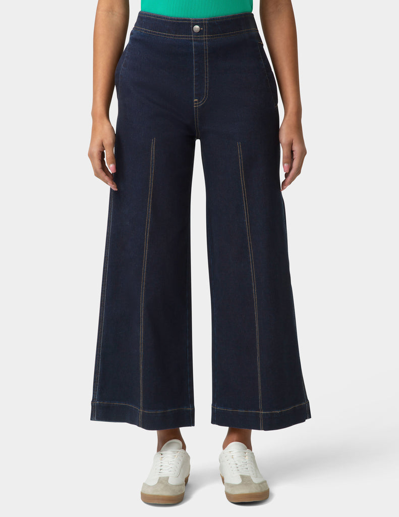 Fine Lines Denim Crop Wide Leg Pant – HUE
