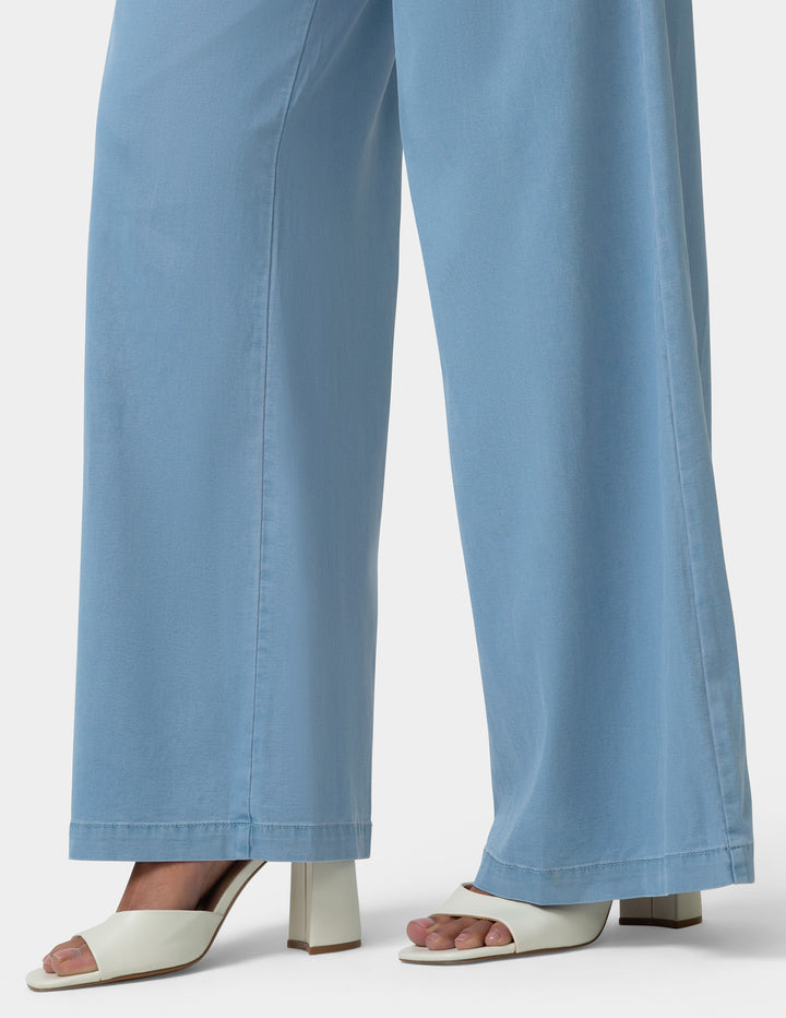 Light blue pants worn by a person on a white background