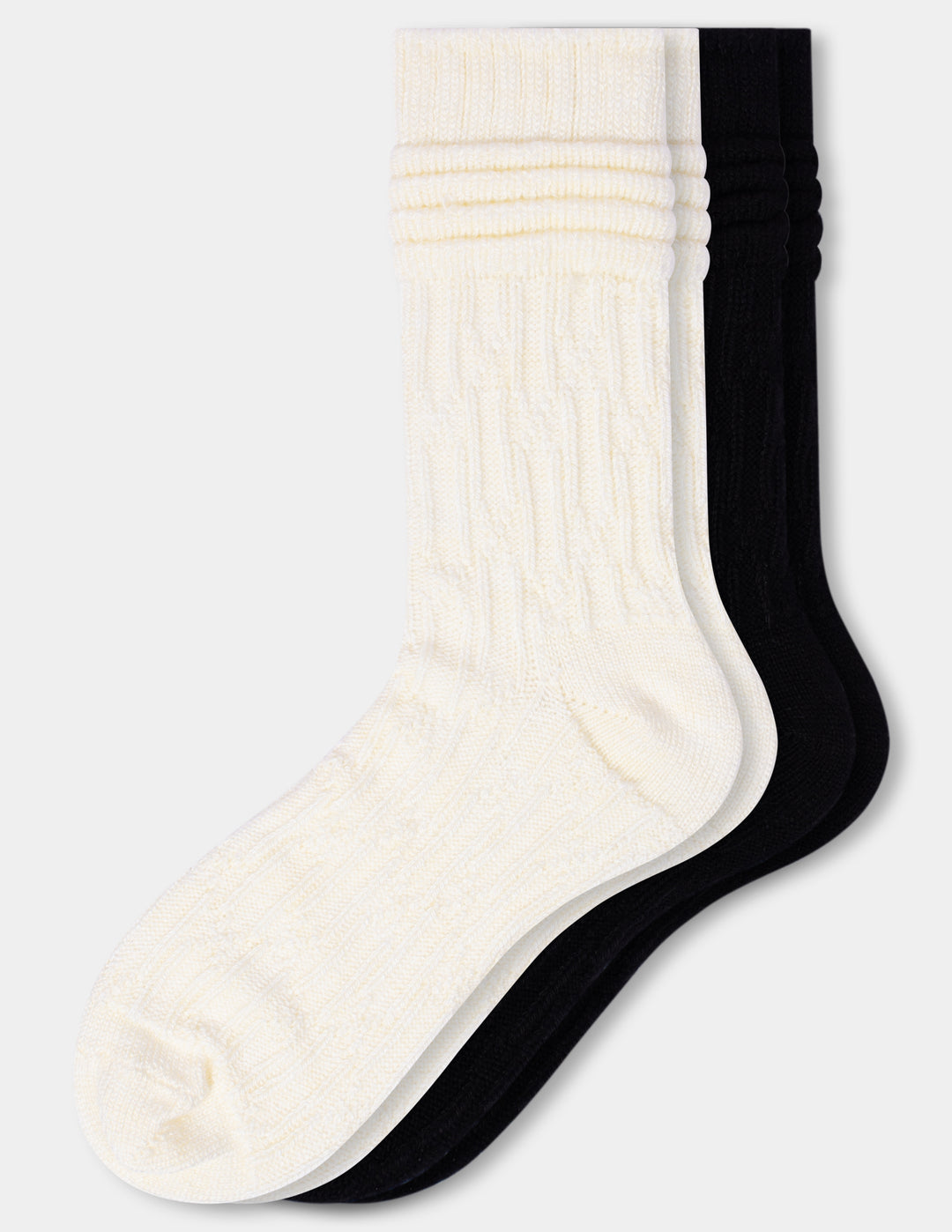 Pair of ivory and black socks