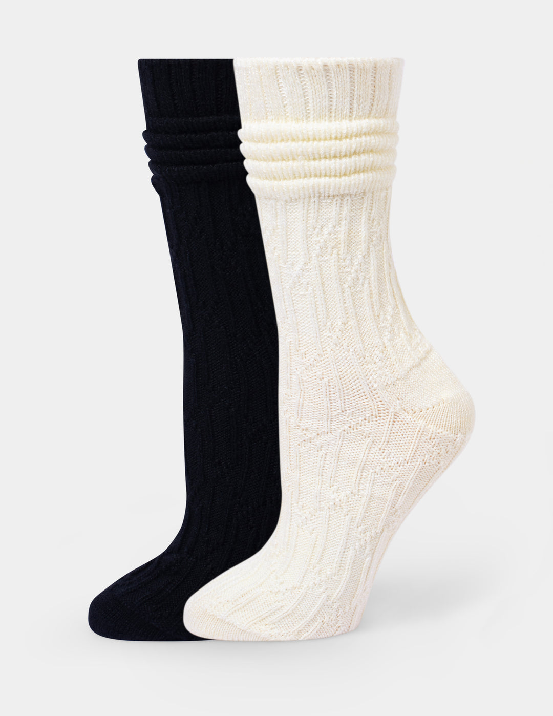 Pair of ivory and black socks