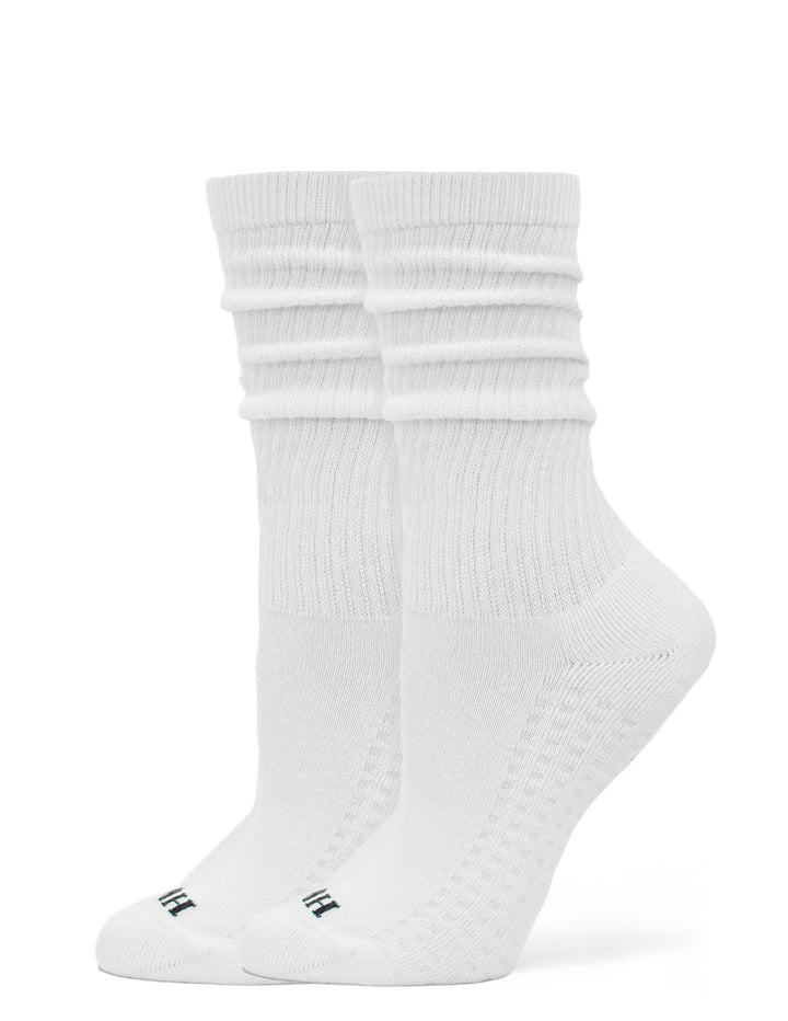 Two white socks with a HUE brand logo on a white background