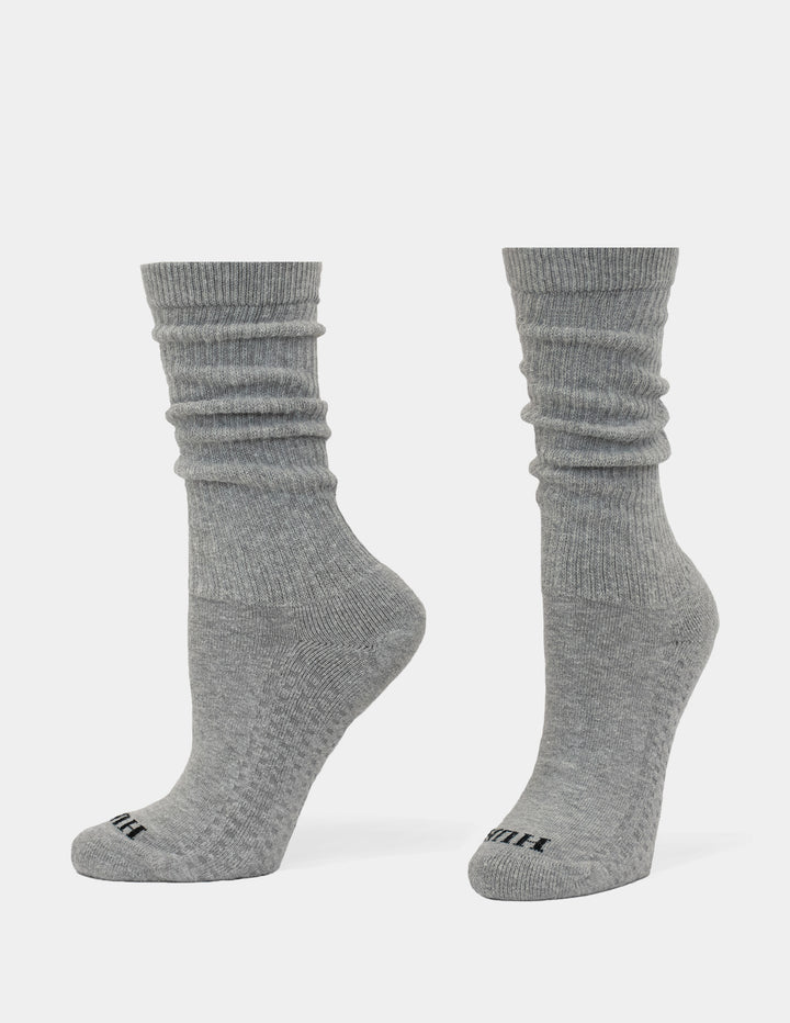 Pair of gray socks on a white background