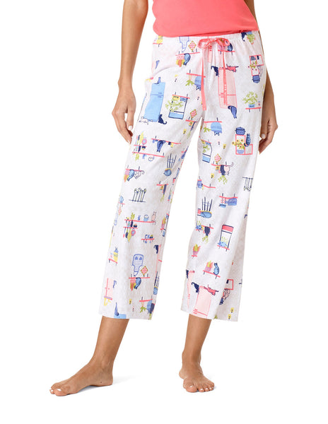 Hotel Kalinga Women's Cotton Capri Pajama Bottoms Sleepwear