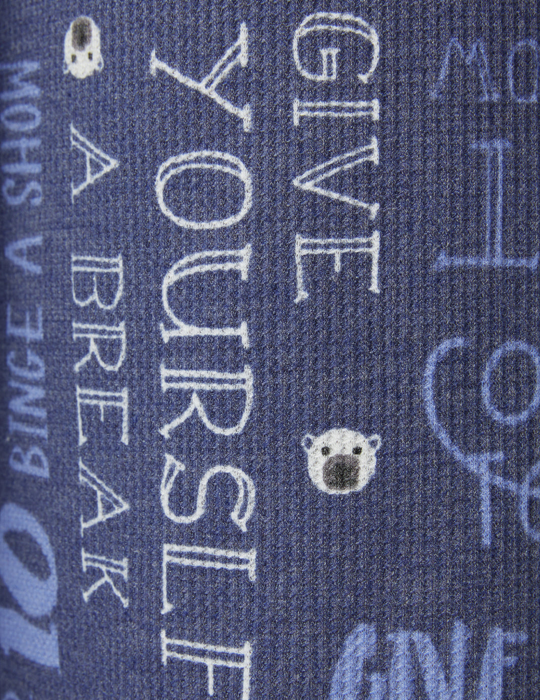 Text on a blue background with a bear icon, motivational message.