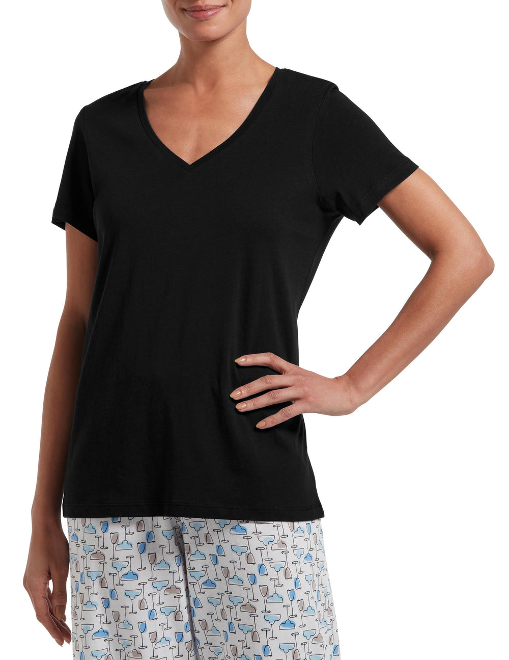 HUE Women's Sleepwell Pajama Top - Temptech Temperature Regulating Short Sleeve Sleep Shirt