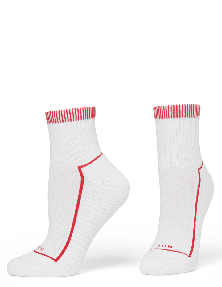 women's ankle socks with contrasting red stripes on the cuffs