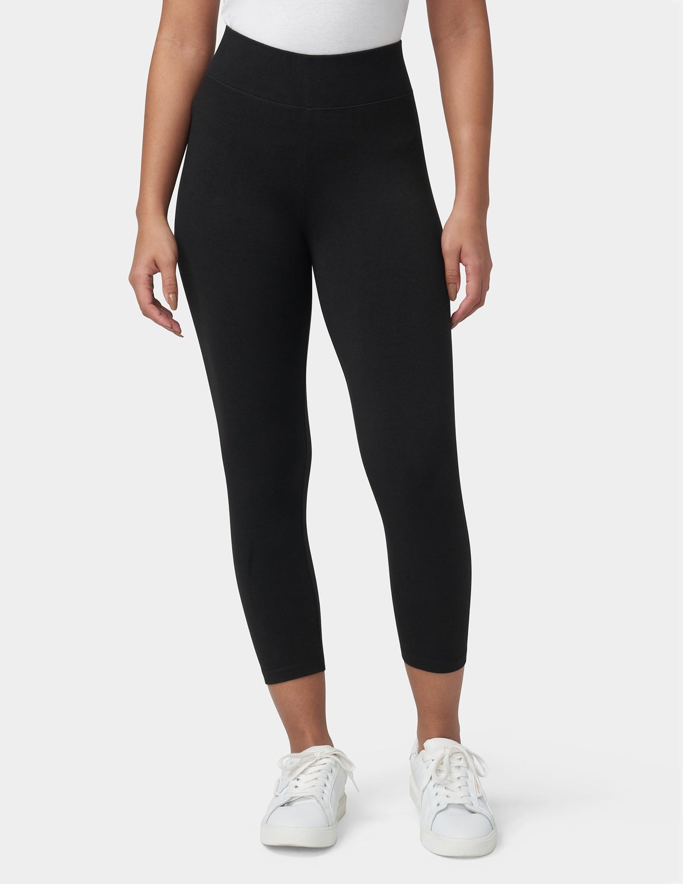 thumbnail image 2 of HUE Women's Blackout Cotton Capri Leggings - Wide Waistband Comfort 2 of 11