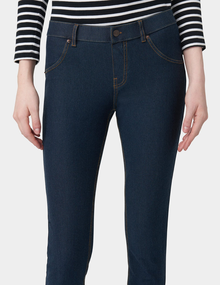 HUE Essential Denim Leggings Donna Nero - Taglia L - Jeans Effetto Con Tasche E Patta - Progettati USA