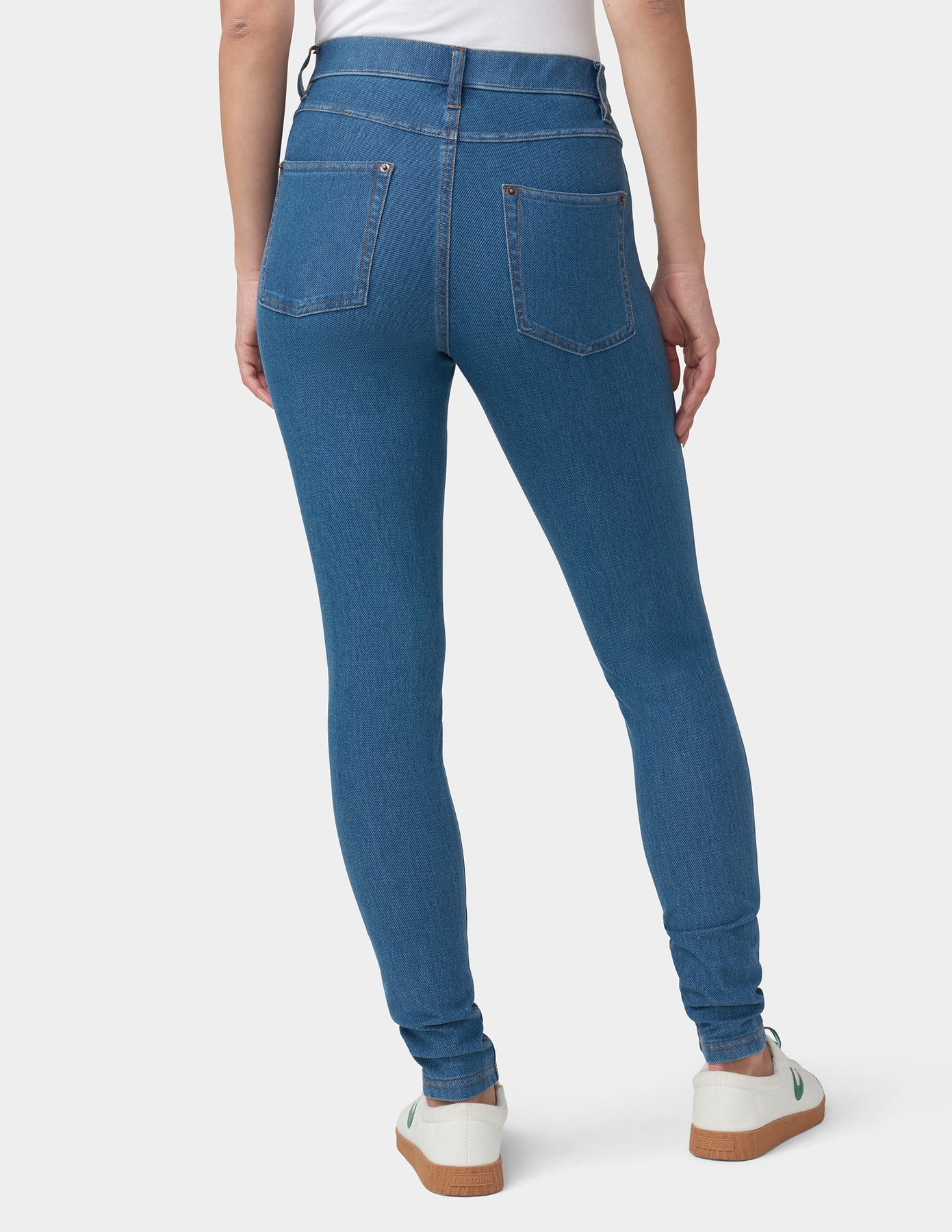 HUE Women's Essential Denim Skimmer Leggings — Jean-Style Leggings With Pockets (Multiple Colors)