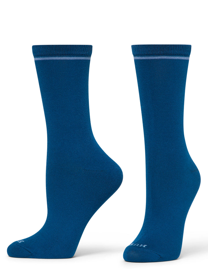 Pair of blue socks on a white background