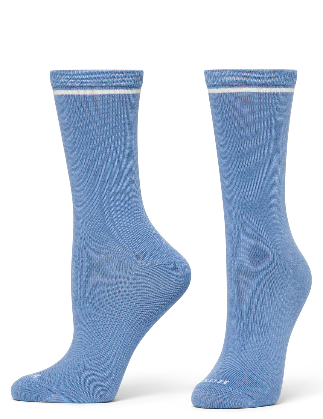 Pair of blue socks on a white background