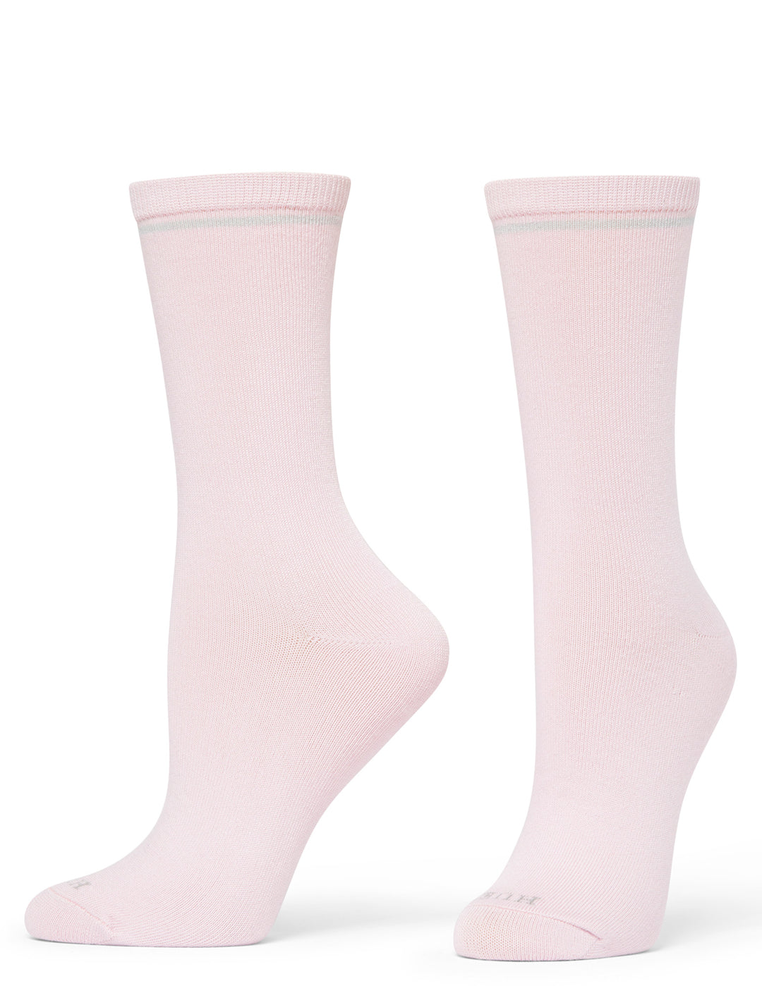 Pair of light pink socks on a white background