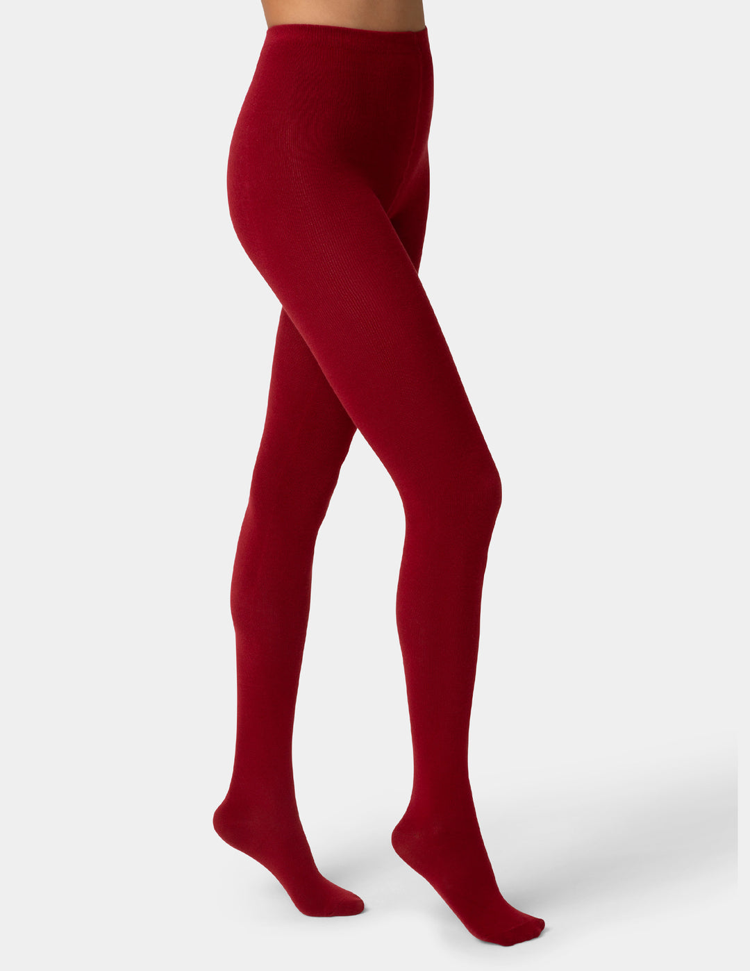Woman wearing red knit tights