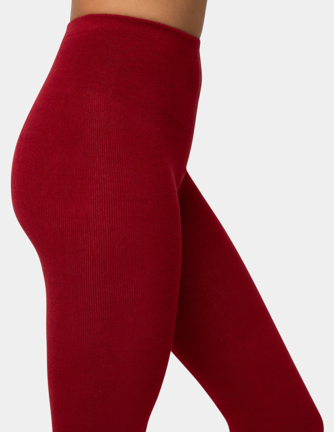 Woman wearing red knit tights